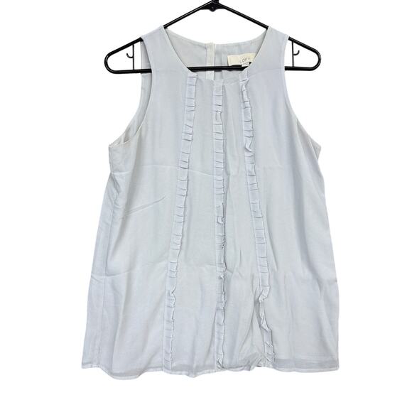 Ann Taylor Tops - Ann Taylor LOFT Womens Blouse Gray Blue Ruffle Front Sleeveless Lined Small